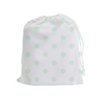 Polka Dots - Pale Green on White Drawstring Pouch (XL)