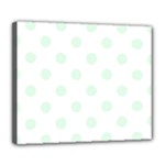 Polka Dots - Pale Green on White Deluxe Canvas 24  x 20  (Stretched)