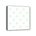 Polka Dots - Pale Green on White Mini Canvas 4  x 4  (Stretched)