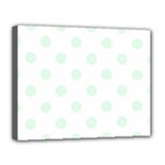 Polka Dots - Pale Green on White Canvas 14  x 11  (Stretched)