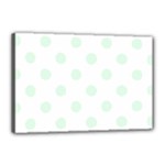 Polka Dots - Pale Green on White Canvas 18  x 12  (Stretched)