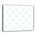 Polka Dots - Pale Green on White Canvas 20  x 16  (Stretched)