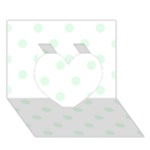 Polka Dots - Pale Green on White Heart 3D Greeting Card (7x5)