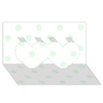 Polka Dots - Pale Green on White Twin Hearts 3D Greeting Card (8x4)