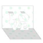 Polka Dots - Pale Green on White LOVE 3D Greeting Card (7x5)