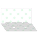 Polka Dots - Pale Green on White Twin Heart Bottom 3D Greeting Card (8x4)