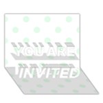 Polka Dots - Pale Green on White YOU ARE INVITED 3D Greeting Card (7x5)