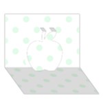 Polka Dots - Pale Green on White Apple 3D Greeting Card (7x5)