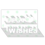 Polka Dots - Pale Green on White Best Wish 3D Greeting Card (8x4)