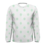 Polka Dots - Pastel Green on White Men s Long Sleeve T-shirt