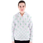 Polka Dots - Pastel Green on White Women s Zipper Hoodie