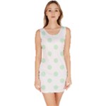 Polka Dots - Pastel Green on White Bodycon Dress