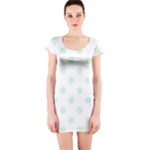 Polka Dots - Pastel Green on White Short Sleeve Bodycon Dress