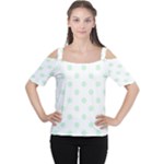 Polka Dots - Pastel Green on White Women s Cutout Shoulder Tee