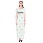Polka Dots - Pastel Green on White Short Sleeve Maxi Dress