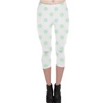 Polka Dots - Pastel Green on White Capri Leggings
