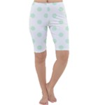 Polka Dots - Pastel Green on White Cropped Leggings