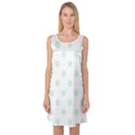 Polka Dots - Pastel Green on White Sleeveless Satin Nightdress