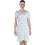 Polka Dots - Pastel Green on White Short Sleeve Nightdress