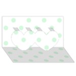 Polka Dots - Pastel Green on White Twin Hearts 3D Greeting Card (8x4)