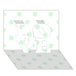 Polka Dots - Pastel Green on White LOVE 3D Greeting Card (7x5)