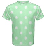 Polka Dots - White on Mint Green Men s Cotton Tee