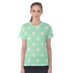 Polka Dots - White on Mint Green Women s Cotton Tee
