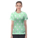 Polka Dots - White on Mint Green Women s Sport Mesh Tee