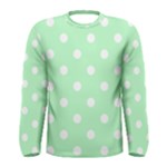 Polka Dots - White on Mint Green Men s Long Sleeve T-shirt