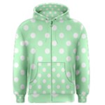 Polka Dots - White on Mint Green Men s Zipper Hoodie