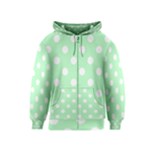 Polka Dots - White on Mint Green Kid s Zipper Hoodie