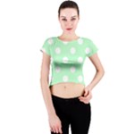 Polka Dots - White on Mint Green Crew Neck Crop Top