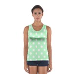 Polka Dots - White on Mint Green Women s Sport Tank Top