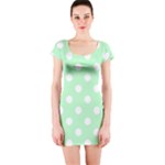 Polka Dots - White on Mint Green Short Sleeve Bodycon Dress
