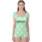 Polka Dots - White on Mint Green Boyleg Leotard (Ladies)