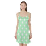 Polka Dots - White on Mint Green Satin Night Slip