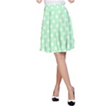 Polka Dots - White on Mint Green A-Line Skirt