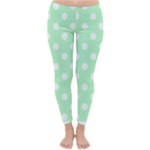 Polka Dots - White on Mint Green Winter Leggings
