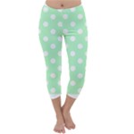 Polka Dots - White on Mint Green Capri Winter Leggings