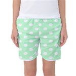 Polka Dots - White on Mint Green Women s Basketball Shorts
