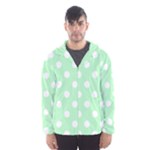 Polka Dots - White on Mint Green Hooded Wind Breaker (Men)