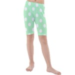 Polka Dots - White on Mint Green Kid s Mid Length Swim Shorts