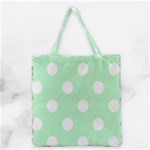 Polka Dots - White on Mint Green Grocery Tote Bag
