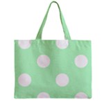 Polka Dots - White on Mint Green Zipper Mini Tote Bag