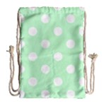 Polka Dots - White on Mint Green Drawstring Bag (Large)