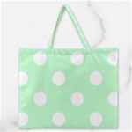Polka Dots - White on Mint Green Zipper Large Tote Bag