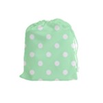 Polka Dots - White on Mint Green Drawstring Pouch (L)
