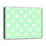 Polka Dots - White on Mint Green Deluxe Canvas 20  x 16  (Stretched)
