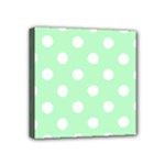 Polka Dots - White on Mint Green Mini Canvas 4  x 4  (Stretched)