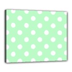 Polka Dots - White on Mint Green Canvas 20  x 16  (Stretched)